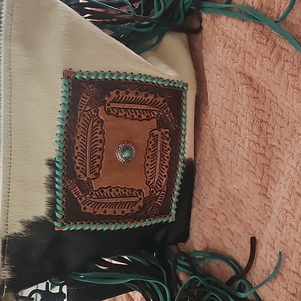 Myra Bag Black and Cream Fringe Bag